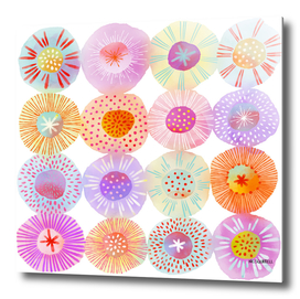 Summer Sorbet Watercolor Geometric Circles