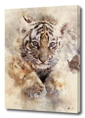 Watercolor baby tiger