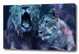 Galaxy Lion Colorful Couple