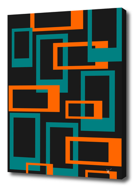 Mid Century Modern Rectangles - Orange and Teal