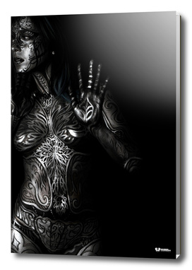 "Silver Armor" bodypainting by Lana Chromium