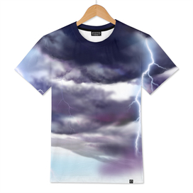 Thunder and lightning weather clouds painted cartoon