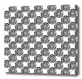 Linocut mandala pattern black on white