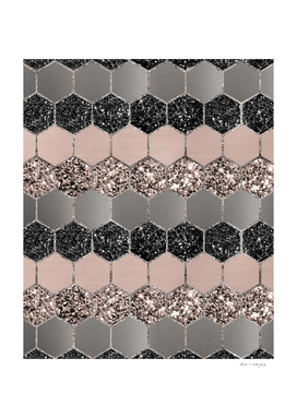 Blush Hexagon Glitter Glam #3 #geometric #decor #art