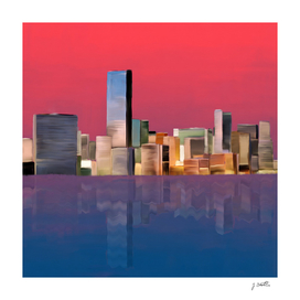 Miami Sunset, oil painting