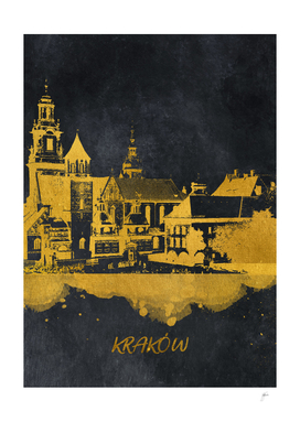 Krakow skyline gold black #cracow