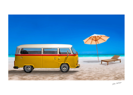 minivan on beach