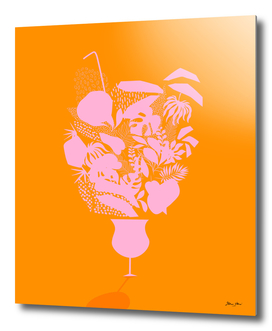 Sunny Tropical Cocktail - Pink and Orange