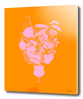 Sunny Tropical Cocktail - Pink and Orange