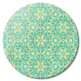 Renewal Mandala Pattern in Green and Yellow