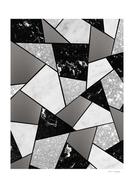 Black White Silver Geometric Glam #1 #geo #decor #art