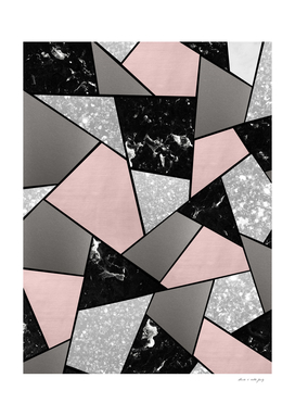 Black White Silver Blush Geometric Glam #1 #geo #decor #art