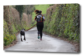 Woman Jogging with Dog