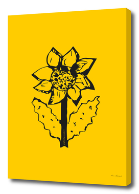 Sunflower black-yellow drawing