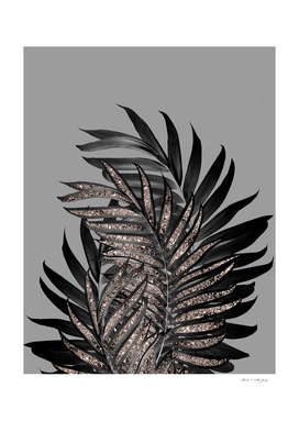 Gray Black Palm Leaves with Rose Gold Glitter #1 #tropical