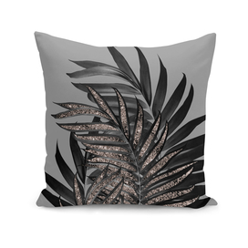 Gray Black Palm Leaves with Rose Gold Glitter #1 #tropical