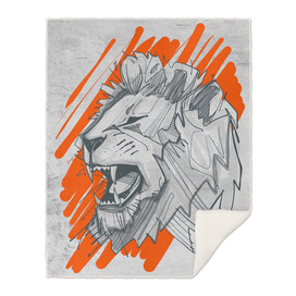 Lion face ink digital illustration