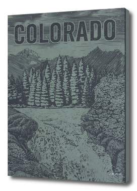 Colorado Waterfall Travel Poster
