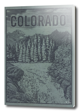 Colorado Waterfall Travel Poster