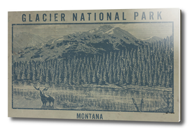 Glacier National Park Moose Lake Travel Poster