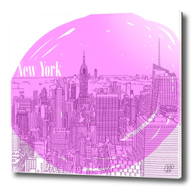 The city of New York. Pink color.