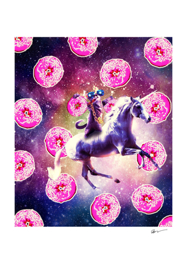 Thug Space Cat On Unicorn - Donut