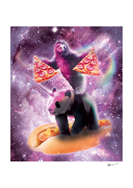 Space Pizza Sloth On Panda Unicorn On Hotdog