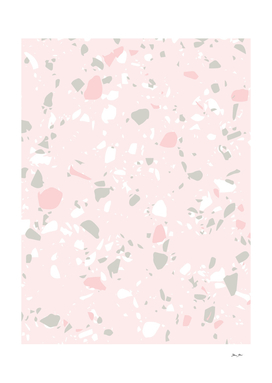 Mid Century Pastel Terrazzo Pattern - Pink & Grey