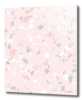 Mid Century Pastel Terrazzo Pattern - Pink & Grey