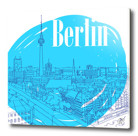 The city of Berlin. Blue color.Graphic arts.