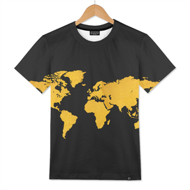 Golden World Map - Black Background