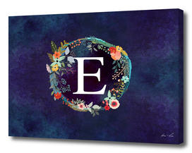 Personalized Initial Letter E Floral Wreath Artwork