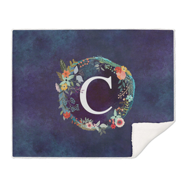 Personalized Initial Letter C  Floral Wreath Artwork