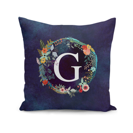 Personalized Initial Letter G Floral Wreath Artwork