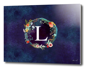 Personalized Initial Letter L Floral Wreath Artwork