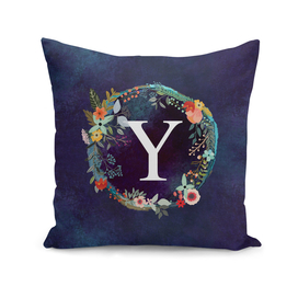 Personalized Initial Letter Y Floral Wreath Artwork
