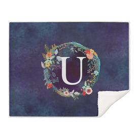 Personalized Initial Letter U Floral Wreath Artwork
