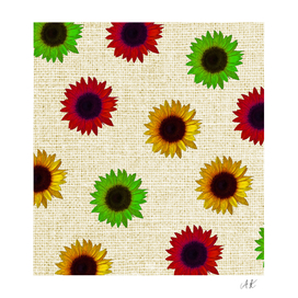 Traffic light Colorful sunflowers