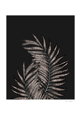 Gray Black Palm Leaves with Rose Gold Glitter #4 #tropical