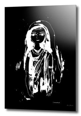 Indian girl white-black illustration