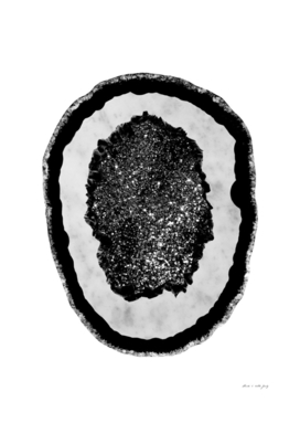 Agate with White Marble & Black Silver Glitter #1 #gem