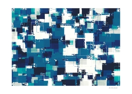 geometric square pixel pattern in blue