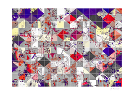 geometric square pixel pattern in red purple blue
