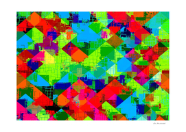 geometric square pixel pattern in green blue red