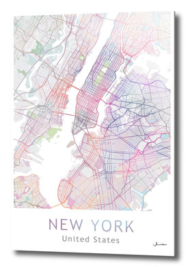 New York City Map Multicolor