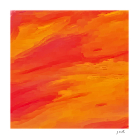 Coral yellow abstract painting