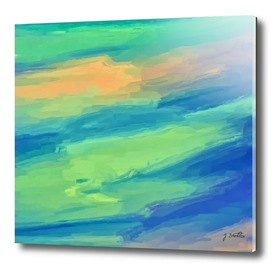 Green blue abstract painting