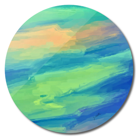 Green blue abstract painting