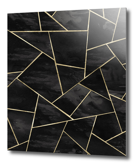Dark Black Ink Gold Geometric Glam #1 #geo #decor #art