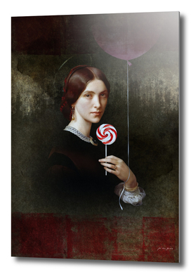 Portrait of Woman with Lollipop and Balloon
